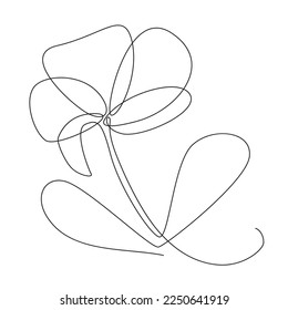 Continuous Thin Line Flower, Minimalist Botanical Drawing, One Line Art Flowering Blossom Icon, Single Floral Outline Drawing, Simple Plant Logo Vector Illustration