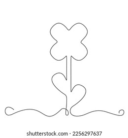 Continuous Thin Line Flower, Minimalist Botanical Drawing, One Line Art Flowering Blossom Icon, Single Floral Outline Drawing, Simple Plant Logo Vector Illustration