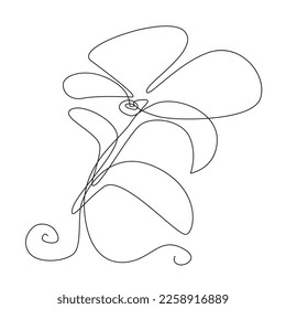 Continuous Thin Line Flower, Minimalist Botanical Drawing, One Line Art Flowering Blossom Icon, Single Floral Outline Drawing, Simple Plant Logo Vector Illustration