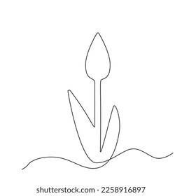Continuous Thin Line Flower, Minimalist Botanical Drawing, One Line Art Flowering Blossom Icon, Single Floral Outline Drawing, Simple Plant Logo Vector Illustration