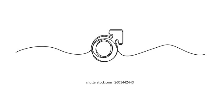 Continuous thin line gender icon, minimalist male female rights draw, one line art sex equity symbol, single outline balance sign, oneline venus and mars pictogram, gender vector illustration