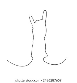 Continuous Thin Line Hands in Protective Rubber Gloves, Gloved Hand Drawing, One Line Art Hand Gestures, Single Outline Drawing, Vector Illustration