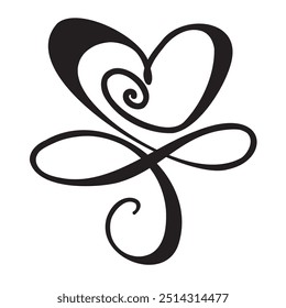 Ilustração de vetor de coração de linha fina contínua, rabiscar de esboço de amor minimalista. Uma linha arte ícone do dia dos namorados, desenho único do esboço do casamento ou logotipo do coração simples