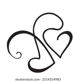 Continuous thin line heart vector illustration, minimalist love sketch doodle. One line art valentine icon, single wedding outline drawing or simple heart logo