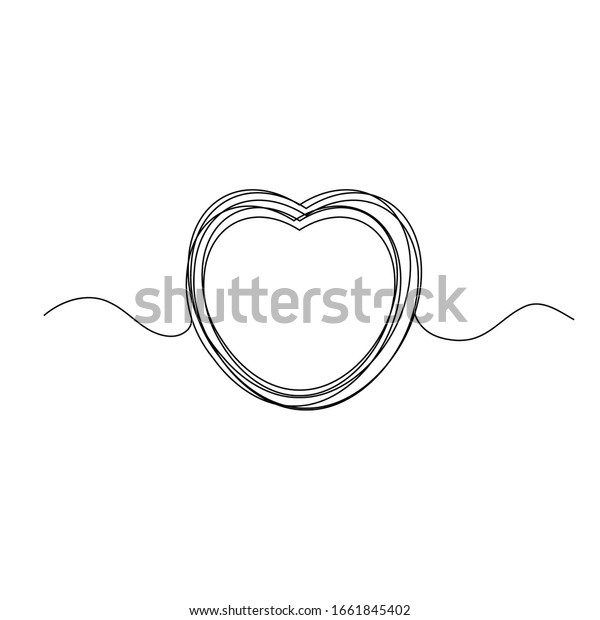 Continuous thin line heart vector\
illustration, minimalist love sketch doodle. One line art valentine\
icon, single wedding outline drawing or simple heart\
logo