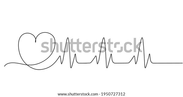 Continuous thin line heartbeat
illustration, minimalist heart beat vector sketch doodle. One line
art pulse icon, single ecg outline drawing or simple heart
logo