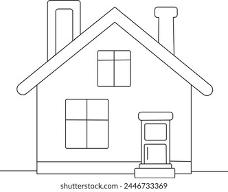 Continuous thin line home vector illustration, minimalist house icon. One line art