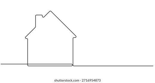 : Ilustración vectorial casera continua de la línea fina, icono minimalista de la casa. Una línea de arte cottage edificio, continua línea delgada Home Icon. Ilustración vectorial para el Diseño web, Línea delgada continua Home
