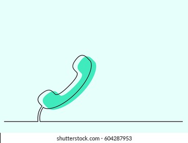continuous thin line icon of phone receiver