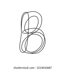 Continuous thin line letter B. vector illustration alphabet symbol with one line, minimalistic simple first letter name icon, logo