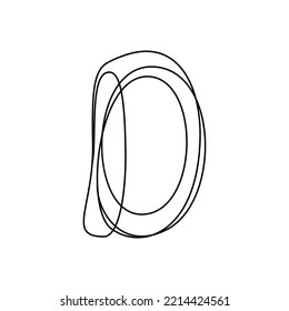 Continuous thin line letter D. vector illustration alphabet symbol with one line, minimalistic simple first letter name icon, logo