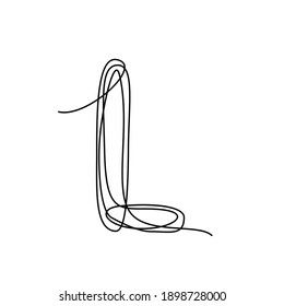 Continuous thin line letter L. vector illustration alphabet symbol with one line, minimalistic simple first letter name icon, logo