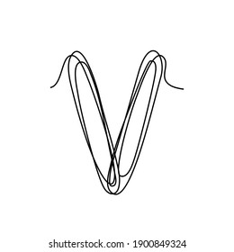 Letra continua de línea delgada V. símbolo alfabético de ilustración vectorial con una línea, icono de nombre de primera letra simple minimalista, logotipo