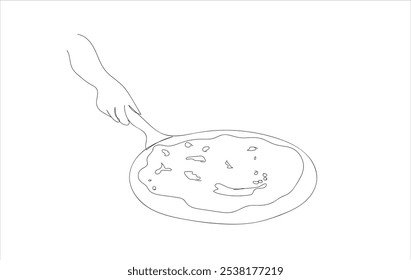 Pizza de linha fina contínua. Uma ilustração de vetor de pizza pepperoni de arte de linha, esboço minimalista, ícone, desenho de contorno único. Conceito de fast food. Vetor feito à mão não AI