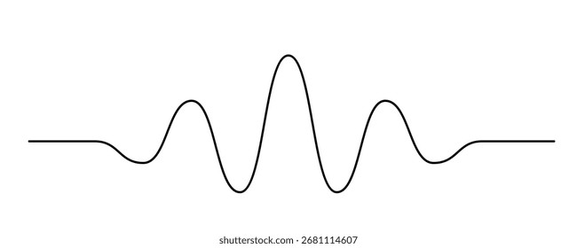 Continuous thin line sound wave icon. One line art audio symbol, single outline soundwave form or radio equalizer, minimal podcast audio track isolated on white background