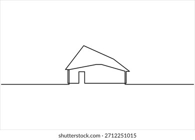 Ilustração de vetor de arte em casa fina contínua, conceito de casa minimalista. Projeto de edifício de casa de campo de arte de linha única