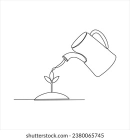 Crecimiento continuo de plantas arbóreas y maduración de semilla ilustración de eslabón de arte de una sola línea