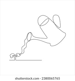 Continuous tree plant growing and seed maturation single line art vector outline illustration