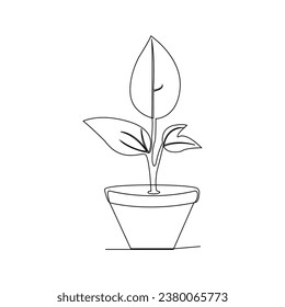 Crecimiento continuo de plantas arbóreas y maduración de semilla ilustración de eslabón de arte de una sola línea