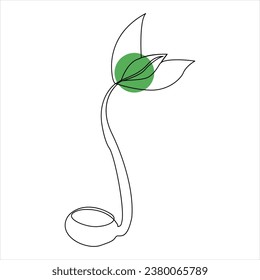 Continuous tree plant growing and seed maturation single line art vector outline illustration