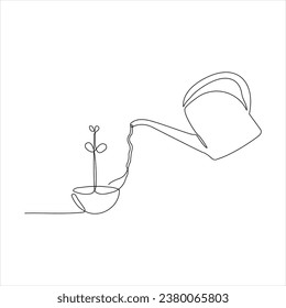 Ständiger Baumpflanzenanbau und Saatgutreifung, einzelne Linie, Vektorgrafik
