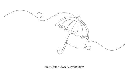 Continuous umbrella one line drawing vector