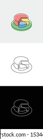 continuous unbroken line icon of 3D business pie chart