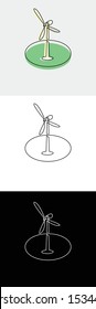 continuous unbroken line icon of wind turbine generator