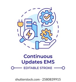 Continuous updates EMS multi color concept icon. Urban electrification, energy management. Round shape line illustration. Abstract idea. Graphic design. Easy to use in infographic, presentation