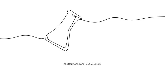 Línea de Arte vectorial continuo. Tubo de ensayo. Más grande. Experimento de Ciencia. Fondo transparente.