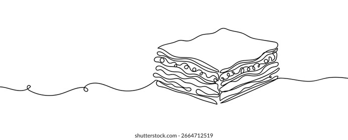 Continuous vector art lines Lasagna Transparent background