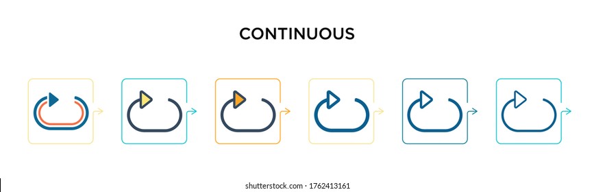 Continuous vector icon in 6 different modern styles. Black, two colored continuous icons designed in filled, outline, line and stroke style. Vector illustration can be used for web, mobile, ui