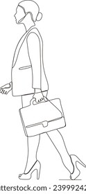 Continuous vector line drawing of beautiful businesswoman