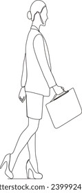 Continuous vector line drawing of beautiful businesswoman