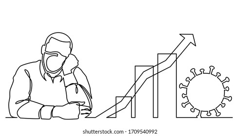 continuous vector line drawing of doctor checking his mobile phone