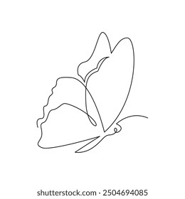 continuous vector monoline drawing of simple butterfly