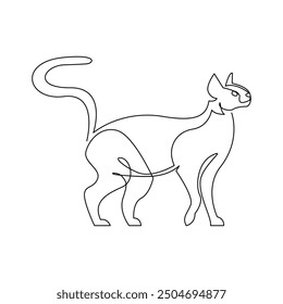 continuous vector monoline drawing of simple cat