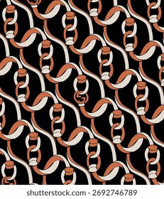 continuous vector pattern design of chain belt on black background