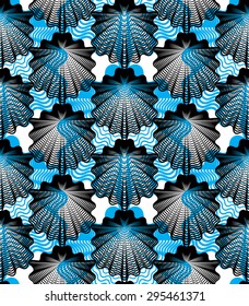 Continuous vector pattern with graphic lines, decorative abstract background with overlay shapes. Colorful ornamental seamless transparent backdrop, can be used for design and textile.