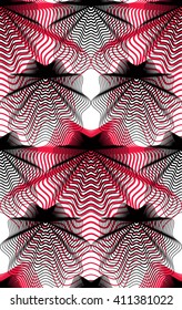 Continuous vector pattern with graphic lines, decorative abstract background with overlay shapes. Colorful ornamental seamless kaleidoscope backdrop, can be used for design.