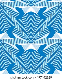 Continuous vector pattern with graphic lines, decorative abstract background with geometric figures. Colorful ornamental seamless backdrop, can be used for design and textile.