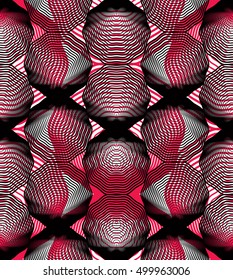 Continuous vector pattern with graphic lines, decorative abstract background with overlay shapes. Colorful ornamental seamless transparent backdrop, can be used for design.
