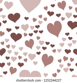 Continuous Vector Pattern with Hearts  in chocolate color. Elements are not cropped. Pattern under the mask. Perfect design for textile, box, posters, cards, web etc.