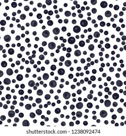 Continuous Vector pattern with Very dark blue polka dots. Perfect design for textile, box, posters, cards, web etc.