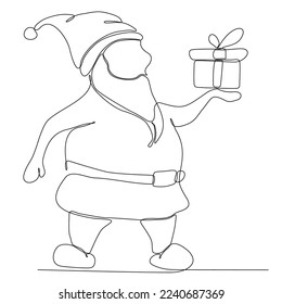
Continuous vector single line drawing of santa claus christmas style icon in silhouette on white background. Linear style.