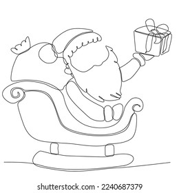 
Continuous vector single line drawing of santa claus christmas style icon in silhouette on white background. Linear style.