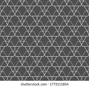 Continuous White Graphic Continuous, Backdrop Pattern. Repeat Geometric Vector Rhombus Grid Texture. Repetitive East Hex, Textile Texture. Classic Pattern Pattern