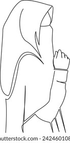 Continuous woman one line art illustration
