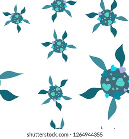 Continuous Wondrous Pattern With Flowers Dark moderate Cyan. Elements are not cropped. Pattern under the mask. Vector. Perfect design for textile, box, posters, cards, web etc.