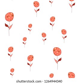 Continuous Wondrous Pattern With Flowers Living Coral color. Elements are not cropped. Pattern under the mask. Vector. Perfect design for textile, box, posters, cards, web etc.